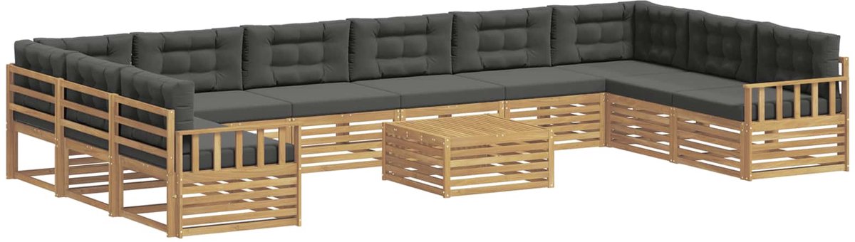 vidaXL Sofa-Sets - 11 - st - 10-zits - White - and - Anthracite - Polyester wit en antracietkleurig