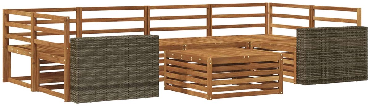 vidaXL Buiten - bank - set - 7 - st - 6-zits - Naturel - Massief - Acacia - Hout
