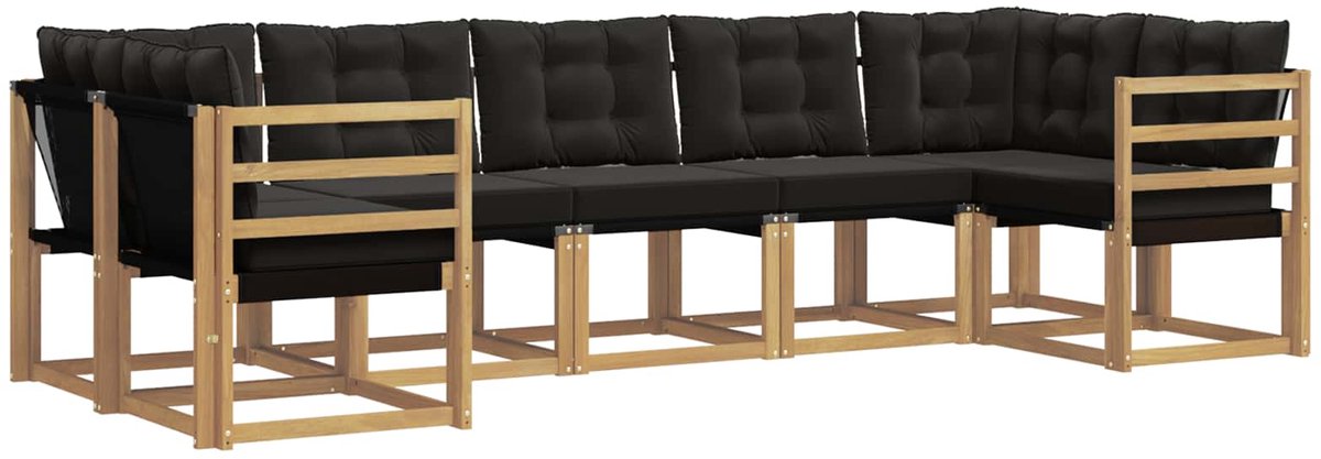 vidaXL Buiten - bank - set - 7 - st - 7-zits - Wit - en - zwart Wit en zwart