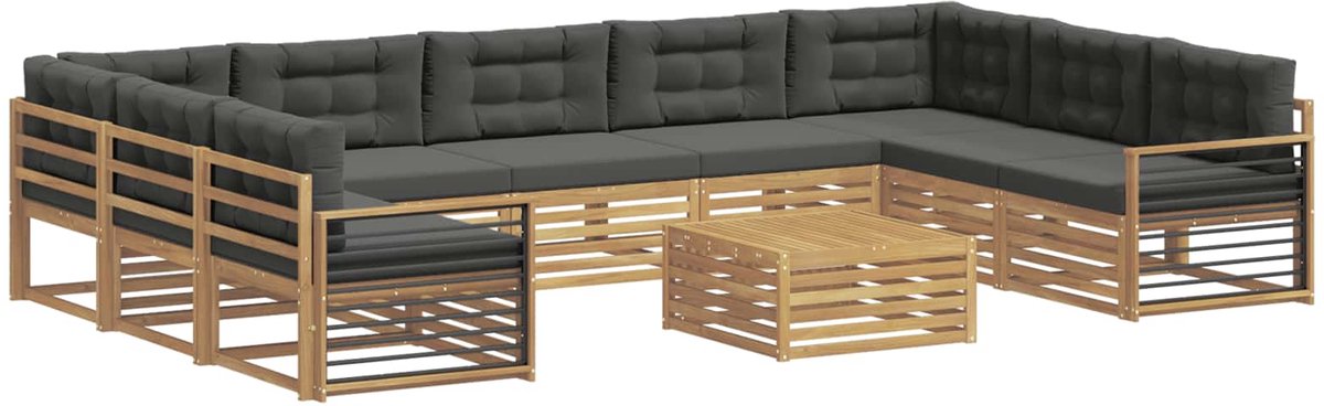 vidaXL Buiten - bank - set - 10 - st - 9-zits - Wit - en - antracietkleurig Wit en antracietkleurig
