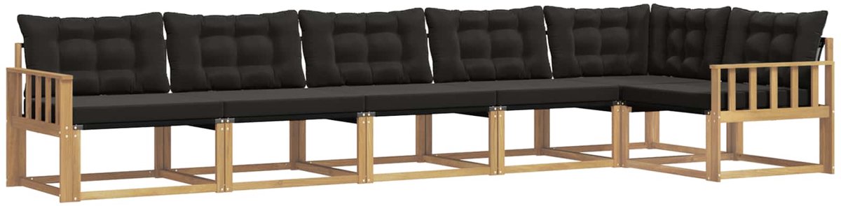 vidaXL Buiten - bank - set - 6 - st - Wit - en - zwart Wit en zwart