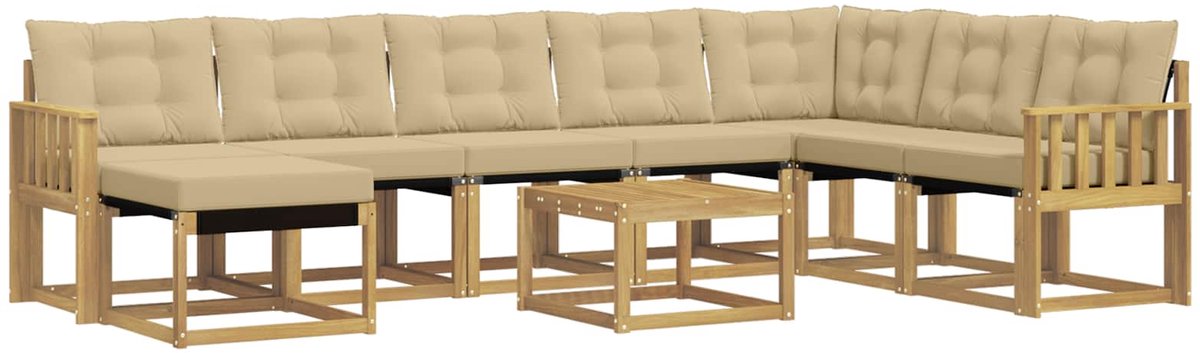 vidaXL Buiten - bank - set - 9 - st - Wit - en - Beige Wit en beige
