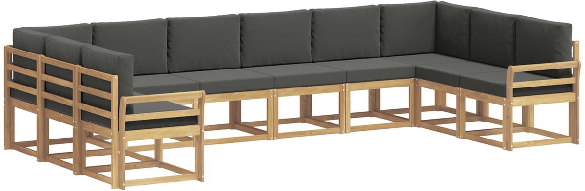 vidaXL Buiten - bank - set - 10 - st - 10-zits - Wit - en - antracietkleurig Wit en antracietkleurig