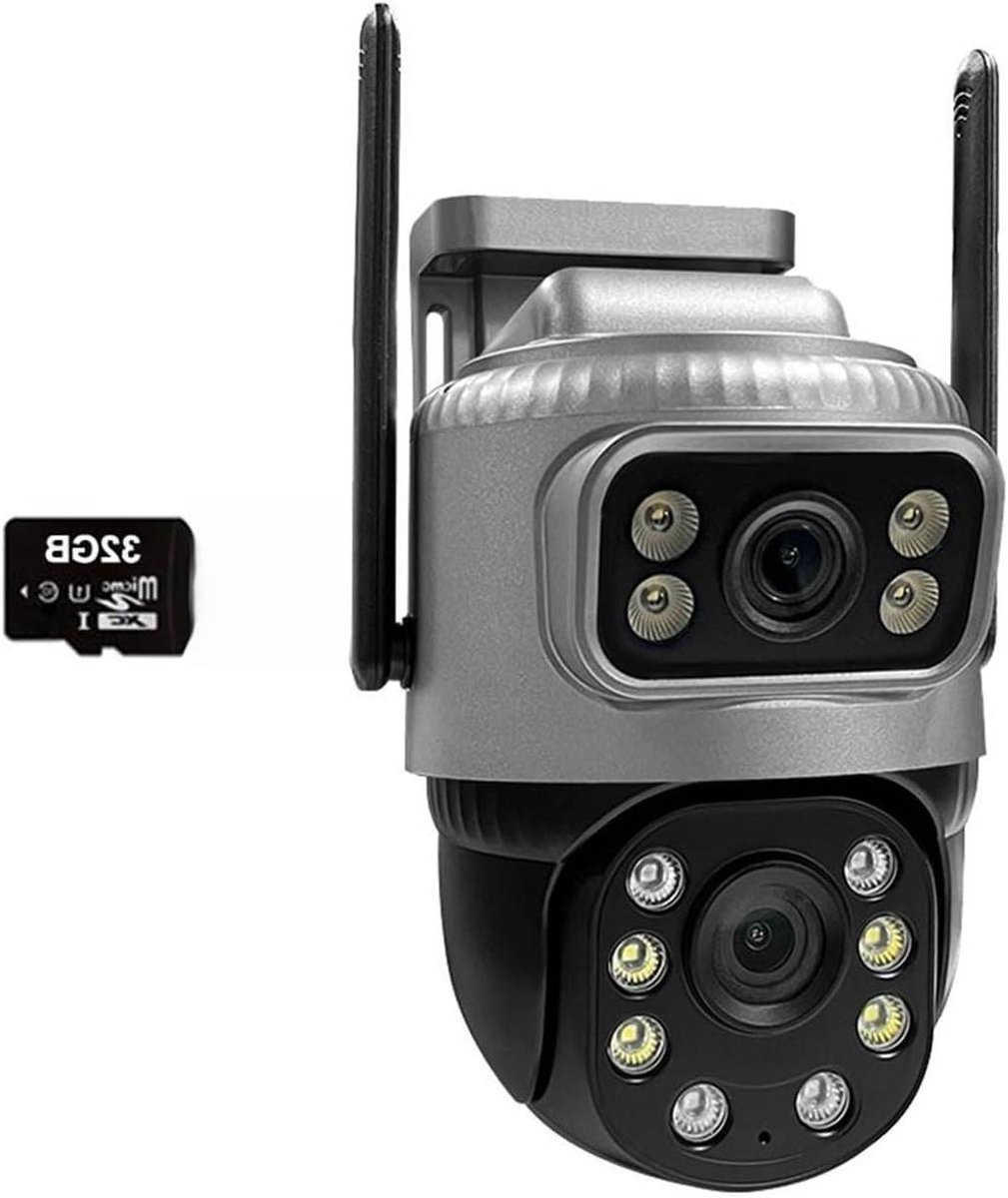 Beveiligingscamera Dual Lens - IP Camera Buiten - Woning Beveiligen - Dubbele Lens 4MP