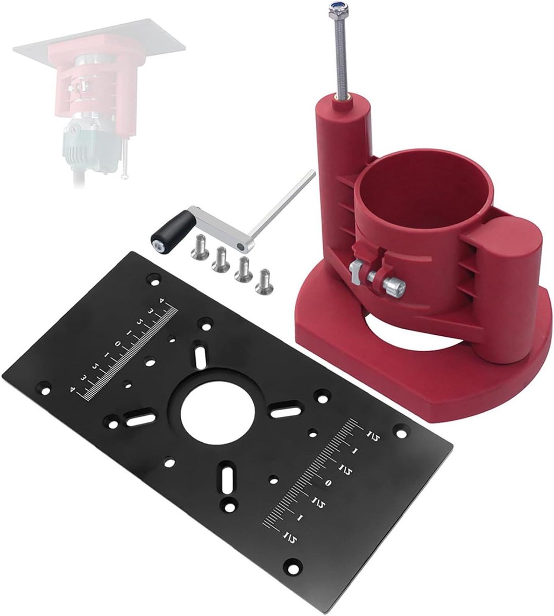 Routertafel Inzetplaat - Routerlift Houtbewerking - Precisie Houtbewerking - Roestvrijstalen Lagers - 638-655 mm - Zwart