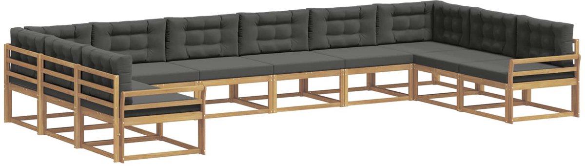 vidaXL Buiten - bank - set - 10 - st - 10-zits - Wit - en - antracietkleurig Wit en antracietkleurig