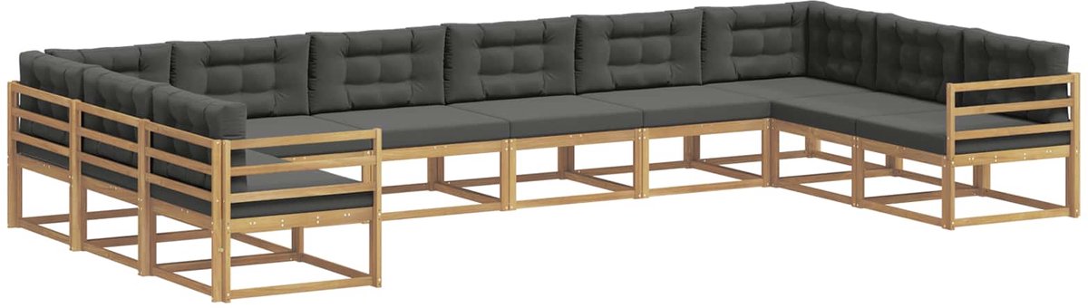 vidaXL Buiten - bank - set - 10 - st - 10-zits - Wit - en - antracietkleurig Wit en antracietkleurig