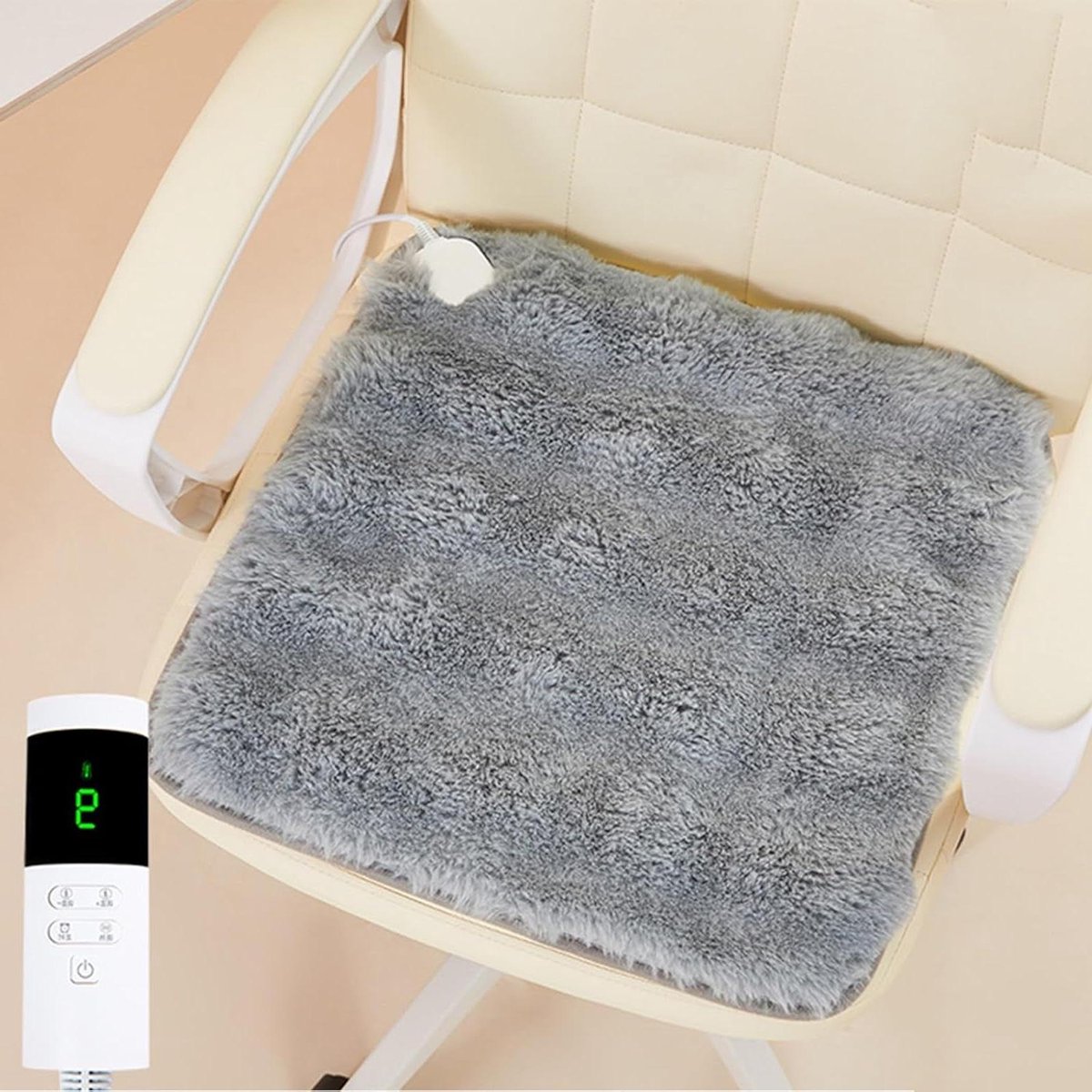 Verwarmd Zitkussen - Stoelverwarmer Kussen - Comfortabel Zitten - 9 Temperatuurstanden - 45x45cm - Grijs
