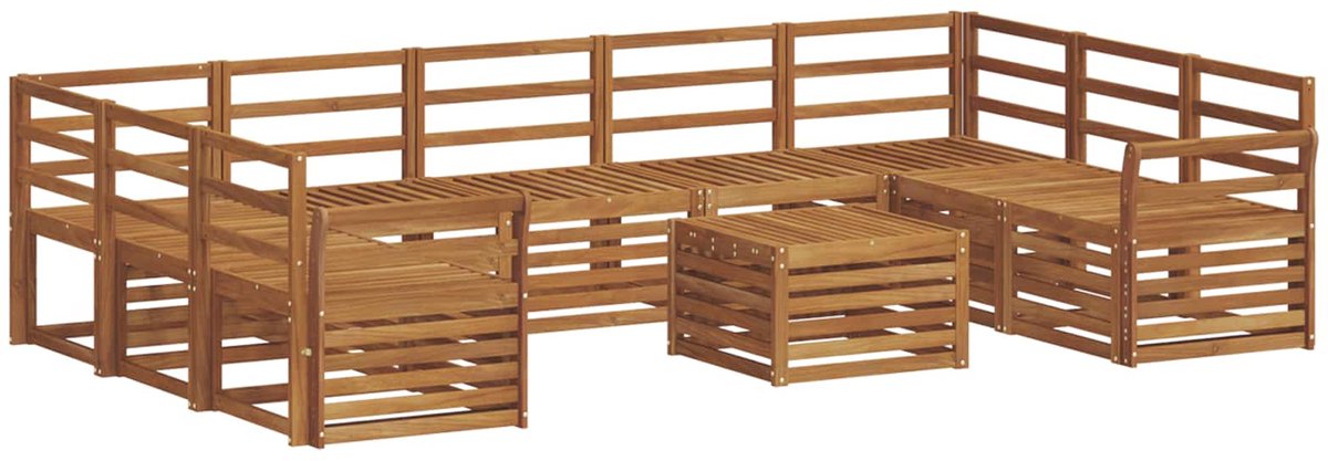 vidaXL Buiten - bank - set - 10 - st - 9-zits - Naturel - Massief - Acacia - Hout