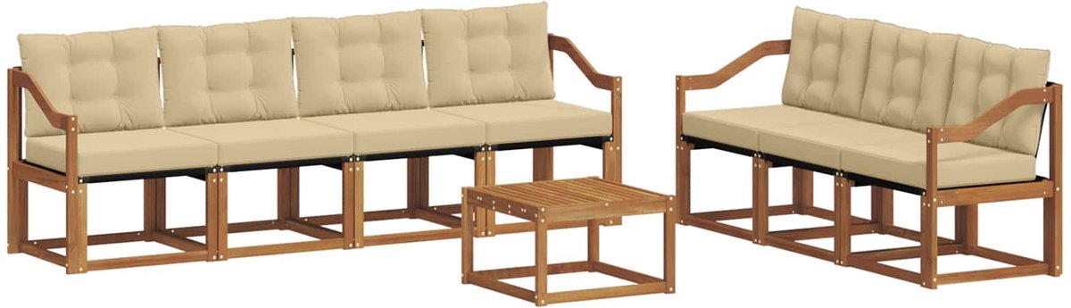 vidaXL Buiten - bank - set - 8 - st - 7-zits - Natuurlijk - en - Beige Natuurlijk en Beige