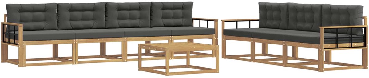 vidaXL Buiten - bank - set - 7 - st - 7-zits - Wit - en - antracietkleurig Wit en antracietkleurig