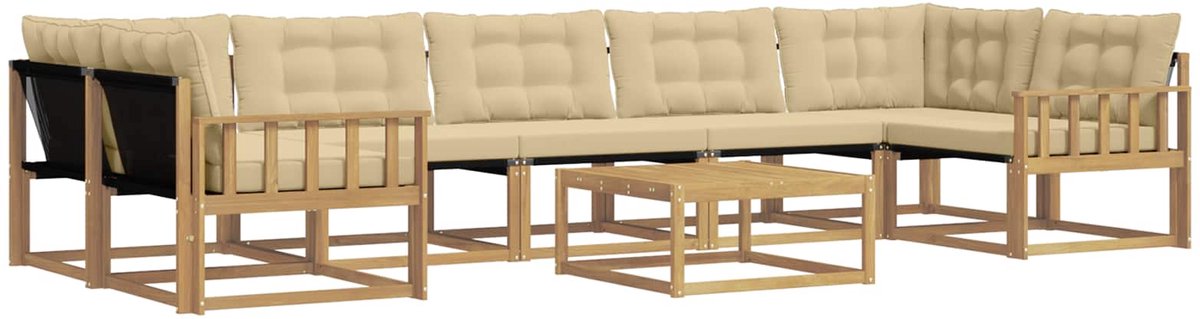 vidaXL Buiten - bank - set - 8 - st - 7-zits - Wit - en - Beige Wit en Beige