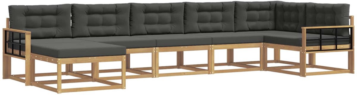 vidaXL Buiten - bank - set - 7 - st - 7-zits - Wit - en - antracietkleurig Wit en antracietkleurig