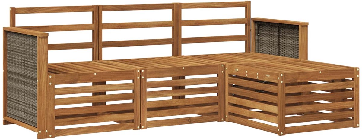vidaXL Buiten - bank - set - 4 - st - 4-zits - Naturel - Massief - Acacia - Hout