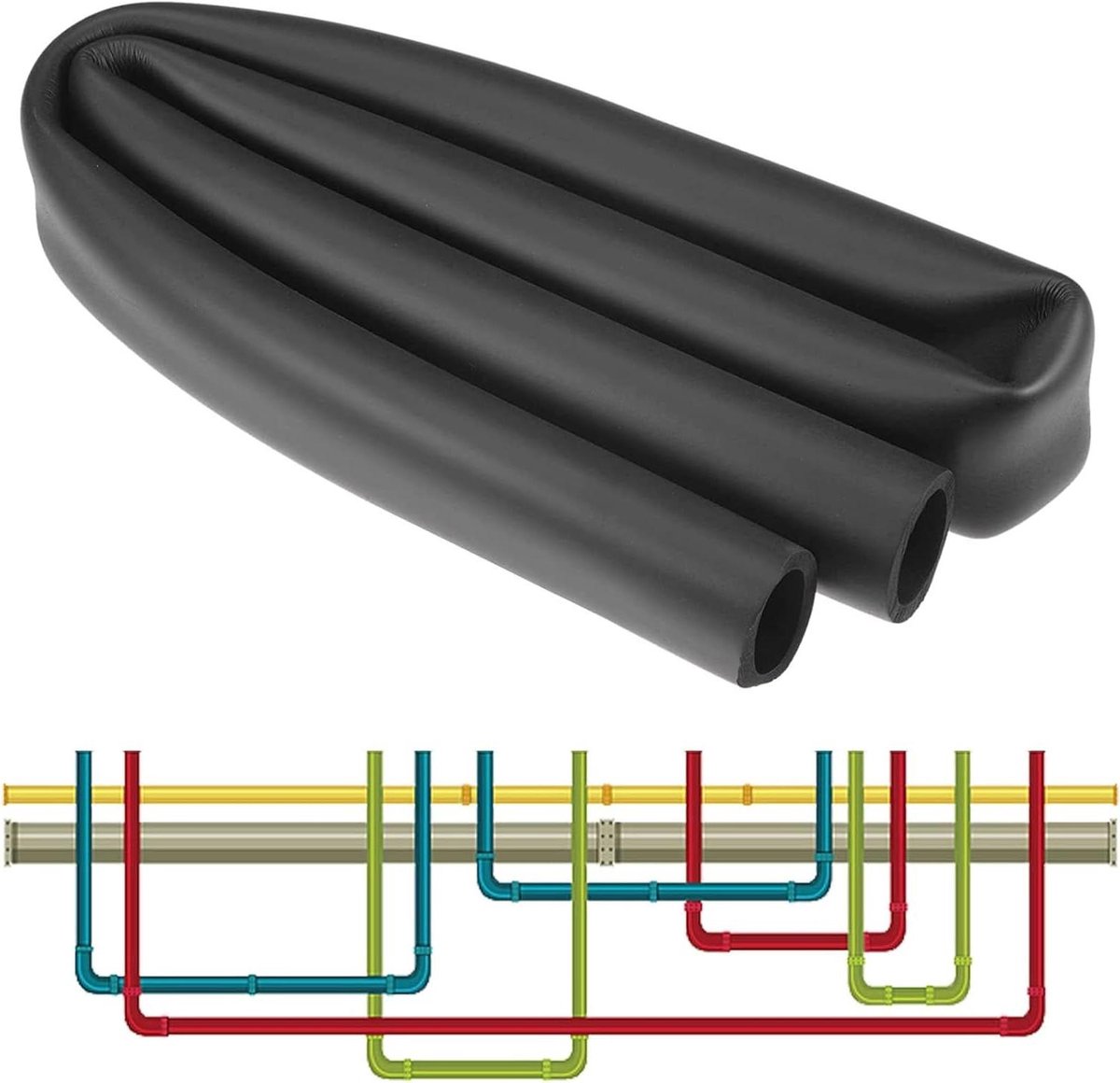 Pijpisolatie Schuimbuis - Isolatieslang Rubber - Leidingen Isoleren - Gesloten Celstructuur - 19m Lengte - Zwart
