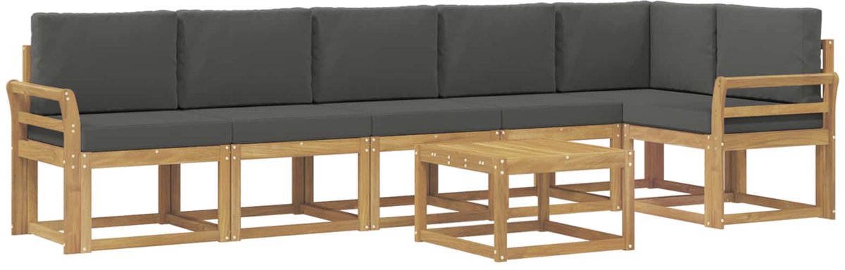 vidaXL Buiten - bank - set - 7 - st - 6-zits - Wit - en - antracietkleurig - Polyester Wit en antracietkleurig