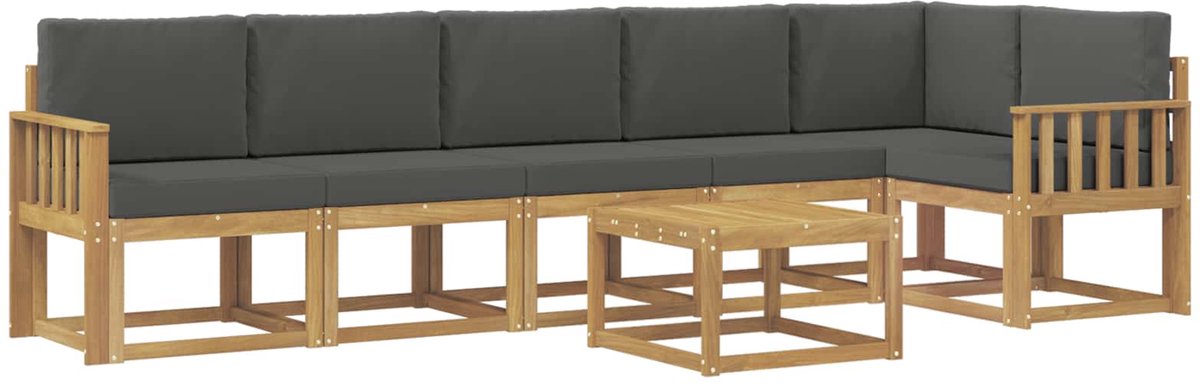 vidaXL Buiten - bank - set - 7 - st - 6-zits - Wit - en - antracietkleurig - Polyester Wit en antracietkleurig