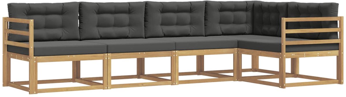vidaXL Buiten - bank - set - 5 - st - 5-zits - Wit - en - antracietkleurig Wit en antracietkleurig