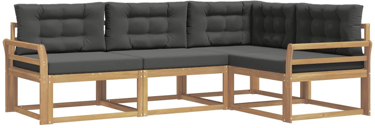 vidaXL Buiten - bank - set - 4 - st - Wit - en - antracietkleurig Wit en antracietkleurig