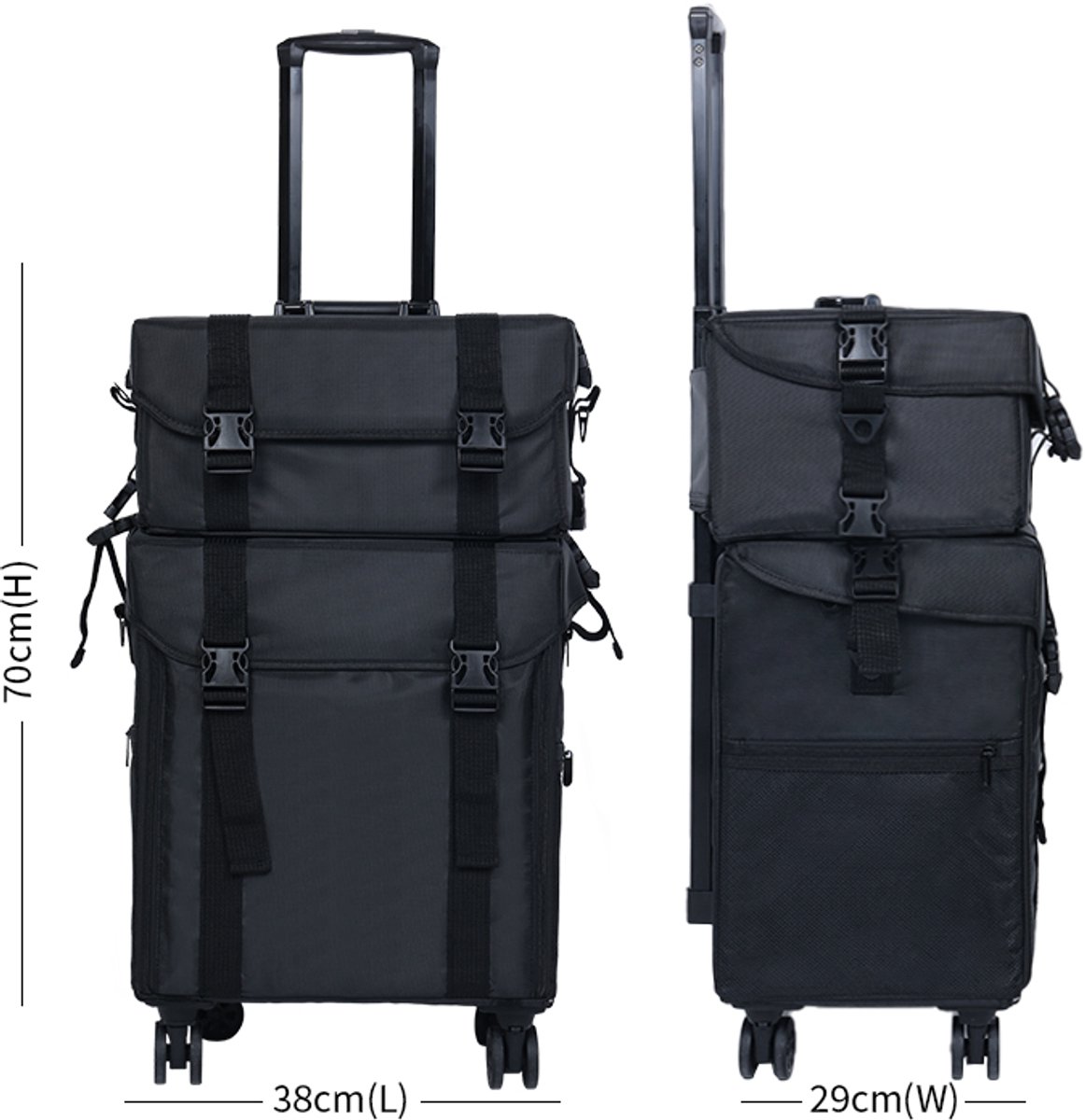 Podostar 2 in 1 Visagie koffer - Deelbaar - Makeup -Zwart