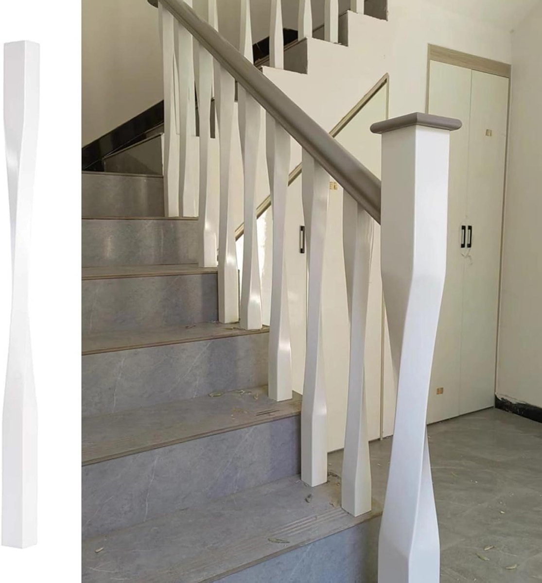 Houten Balusters - Trapleuning Stijlen - Huis Verfraaien - Aanpasbare Pasvorm - 95 cm Hoog - Wit