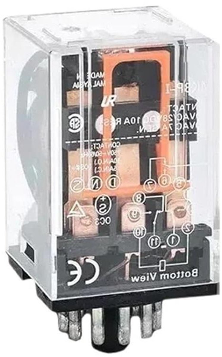 Tussenrelais - Elektromagnetisch relais - Industriële besturing - Zilvercontact - 10 stuks - Zilver