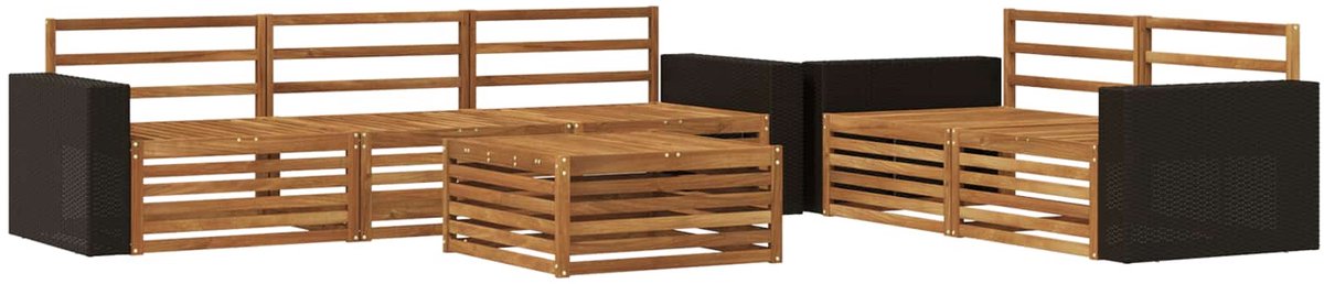 vidaXL Buiten - bank - set - 6 - st - 5-zits - Naturel - Massief - Acacia - Hout