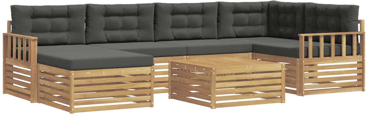 vidaXL Buiten - bank - set - 7 - st - 6-zits - Wit - en - antracietkleurig Wit en antracietkleurig