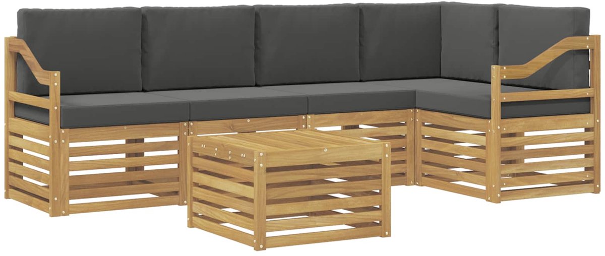 vidaXL Buiten - bank - set - 6 - st - 5-zits - Wit - en - antracietkleurig - Polyester Wit en antracietkleurig