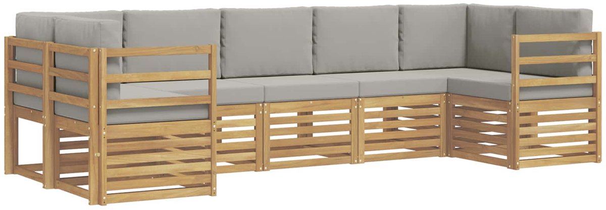 vidaXL Buiten - bank - set - 7 - st - 7-zits - Wit - en - Lichtgrijs - Polyester Wit en Lichtgrijs