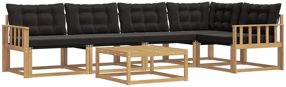 vidaXL Buiten - bank - set - 6 - st - Wit - en - zwart Wit en zwart