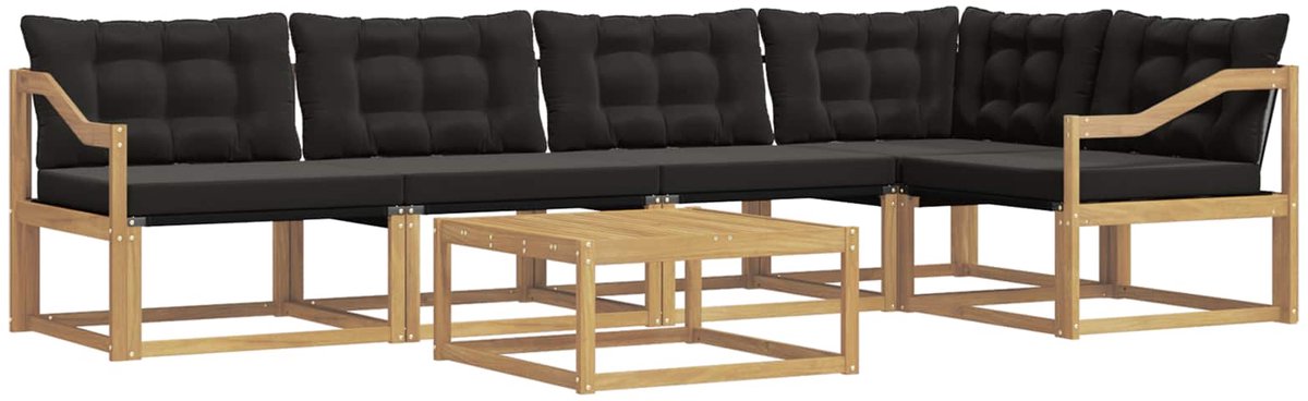vidaXL Buiten - bank - set - 6 - st - Wit - en - zwart Wit en zwart