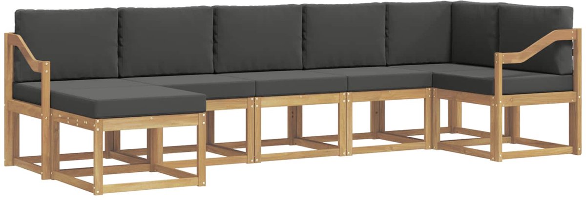 vidaXL Buiten - bank - set - 7 - st - 7-zits - Wit - en - antracietkleurig - Polyester Wit en antracietkleurig