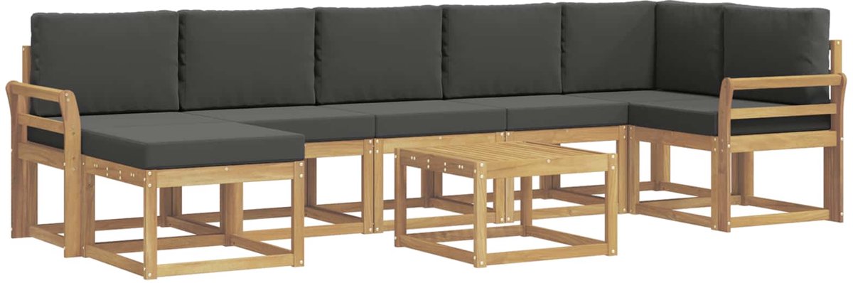 vidaXL Buiten - bank - set - 8 - st - 7-zits - Wit - en - antracietkleurig - Polyester Wit en antracietkleurig