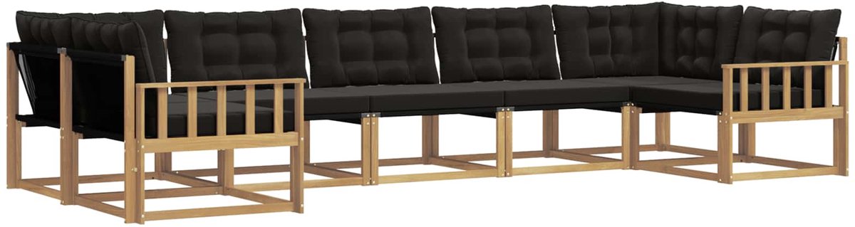 vidaXL Buiten - bank - set - 7 - st - 7-zits - Wit - en - zwart Wit en zwart