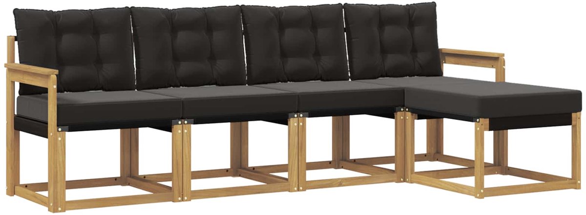 vidaXL Buiten - bank - set - 5 - st - 5-zits - Wit - en - zwart Wit en zwart