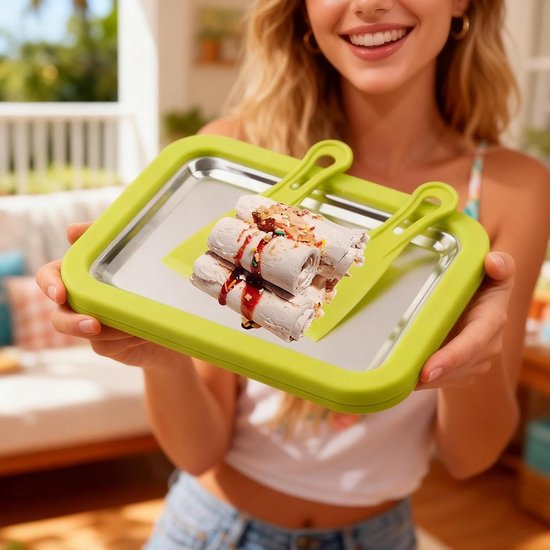 IJs Roller Maker - IJsmachine Dessert Plaat - Desserts Maken - Snelle Bereiding 10 Minuten - Dubbele Schrapers - Meerkleurig van Merkloos — afbeelding 2