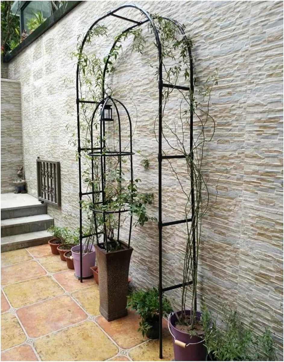 Rozenboog Tuinboog - Klimplant Steun - Tuin Decoratie - Roestvrij Staal - 350 x 220 cm - Zwart