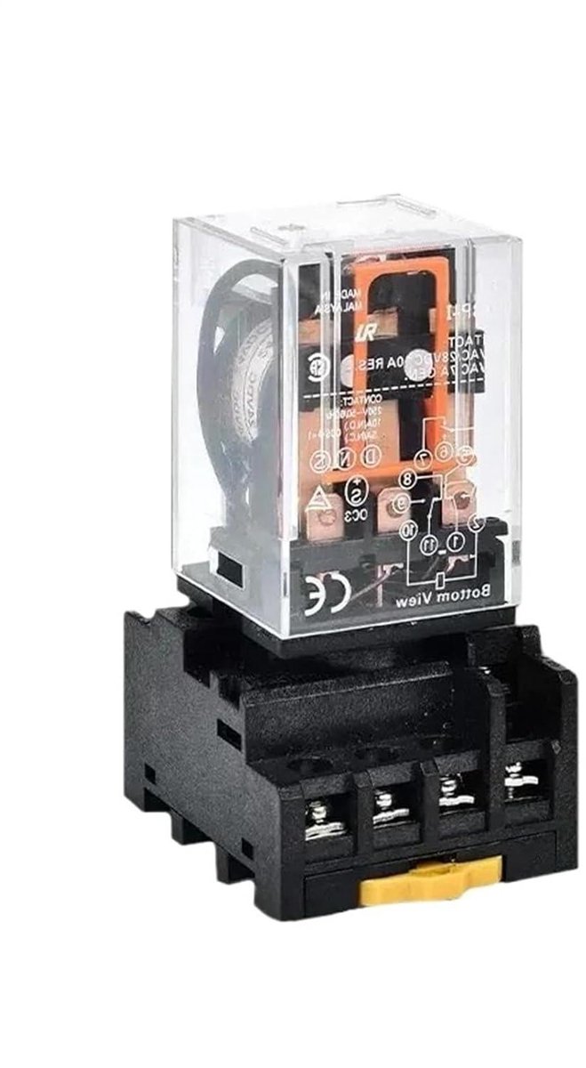Tussenrelais - Elektromagnetisch relais - Industriële schakelingen - Mini formaat - 10A 220V - Grijs