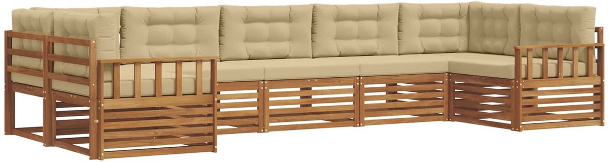 vidaXL Buiten - bank - set - 7 - st - 7-zits - Natuurlijk - en - Beige Natuurlijk en Beige
