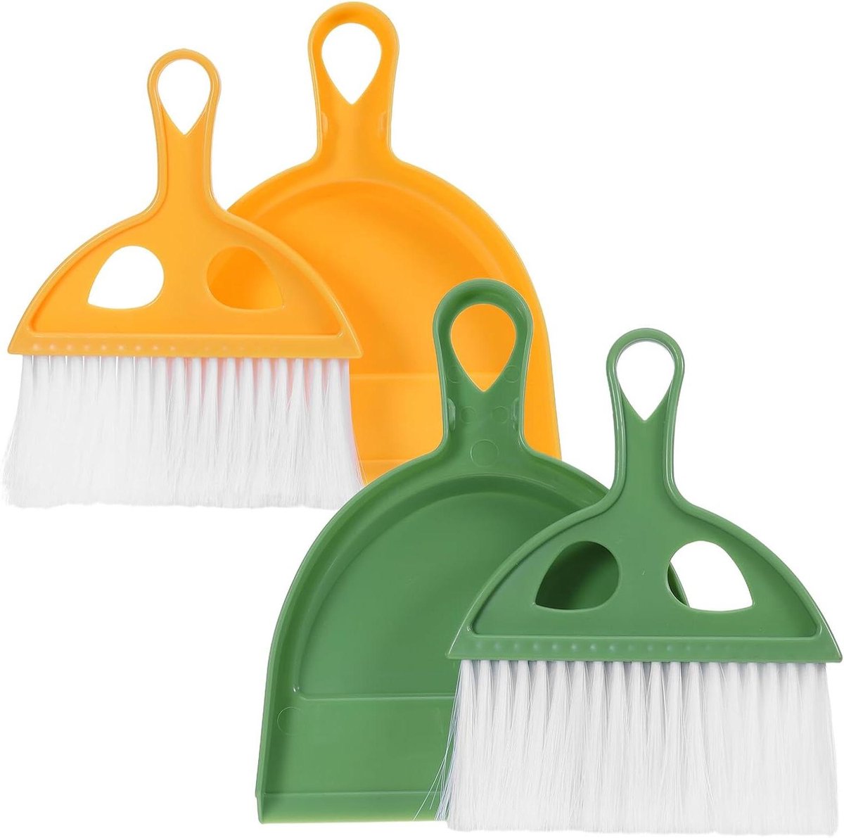 Handbezem en Stoffer Set - Mini Stoffer Blik - Bureau Schoonmaken - Compact Opbergen - 20 x 16 cm
