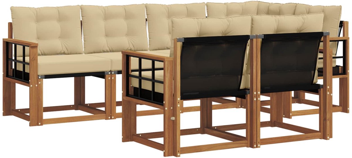 vidaXL Buiten - bank - set - 7 - st - Natuurlijk - en - Beige Natuurlijk en beige