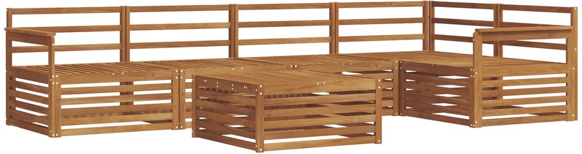 vidaXL Buiten - bank - set - 6 - st - 5-zits - Naturel - Massief - Acacia - Hout