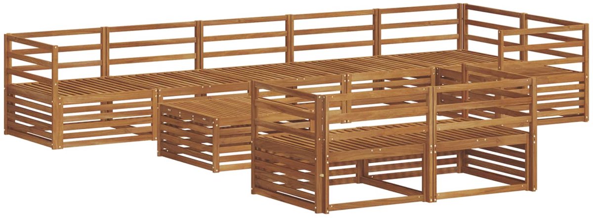 vidaXL Buiten - bank - set - 9 - st - 8-zits - Naturel - Massief - Acacia - Hout
