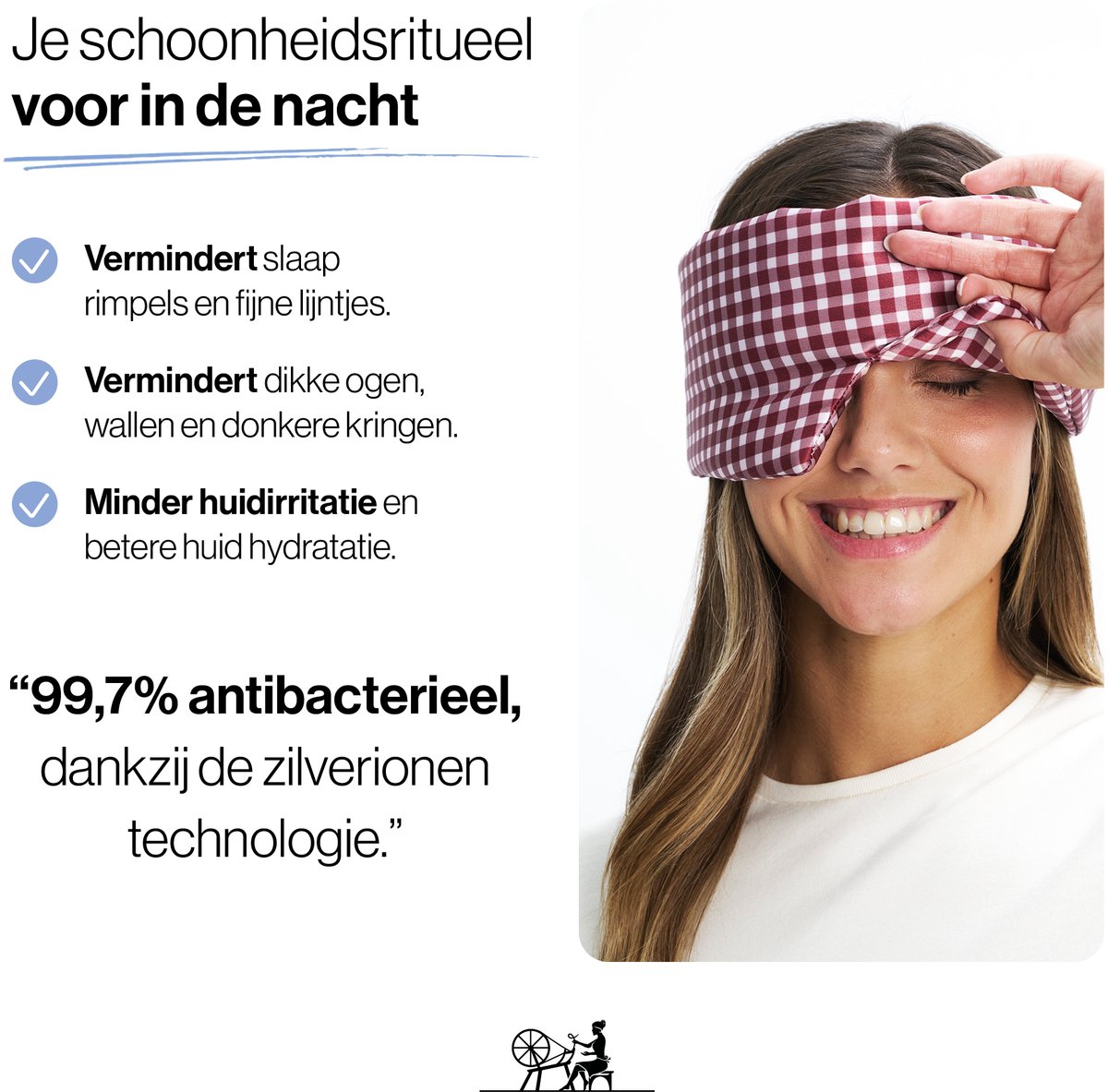 Dore & Rose - Slaapmasker - Oogmasker - Zijden Slaapmasker Voor Mannen en Vrouwen - Deep Sleep Mask - Eye Mask - Verduisterend - Wallen - Rood - Nº 47 Bordeaux Héritage Plaid — afbeelding 7