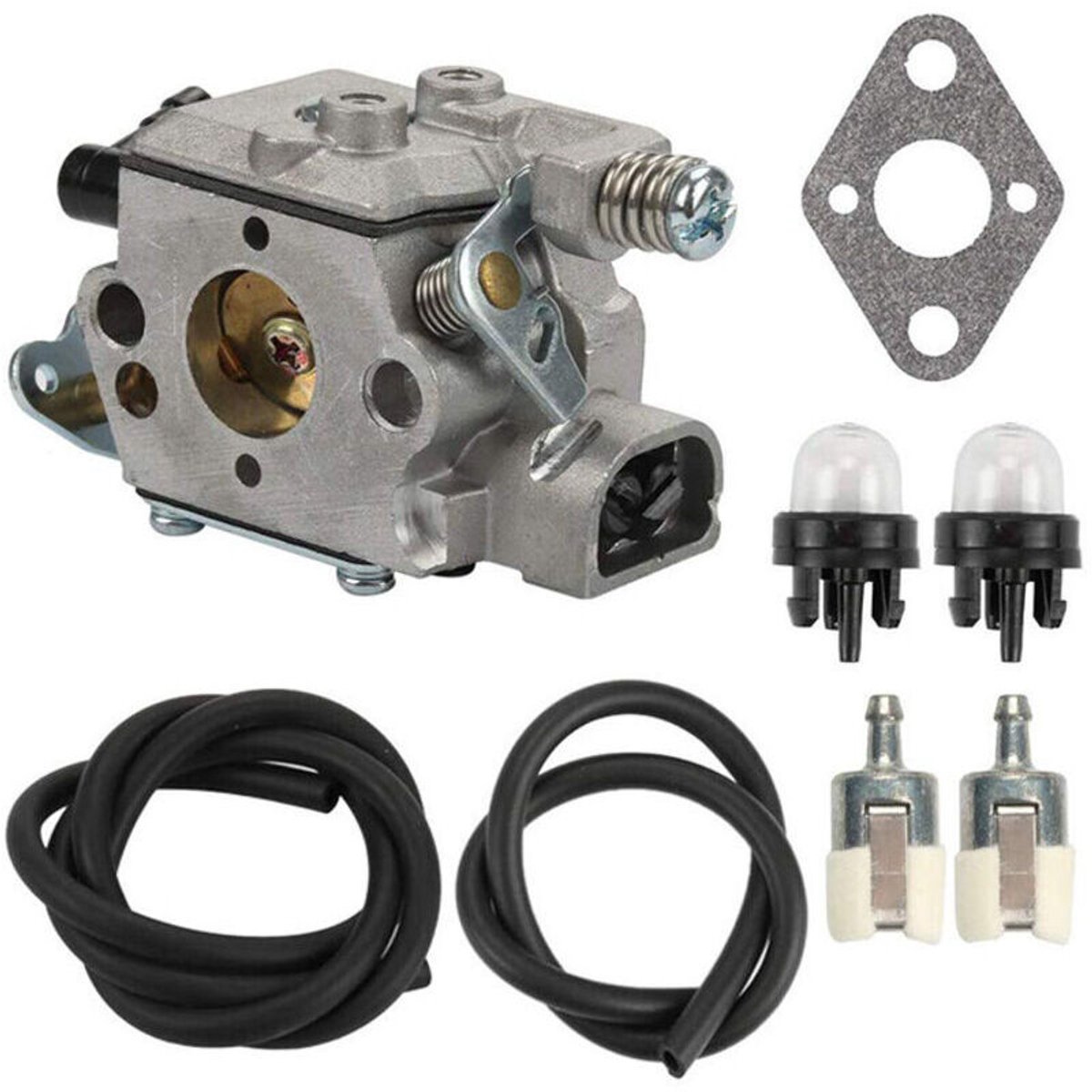 Carburateurrevisiesets geschikt voor ECHO CS3000 CS3400 CS3450 CS300 kettingzagen, inclusief carburateur, pakking, brandstoffilter en slangen, en andere reserveonderdelen en accessoires.
