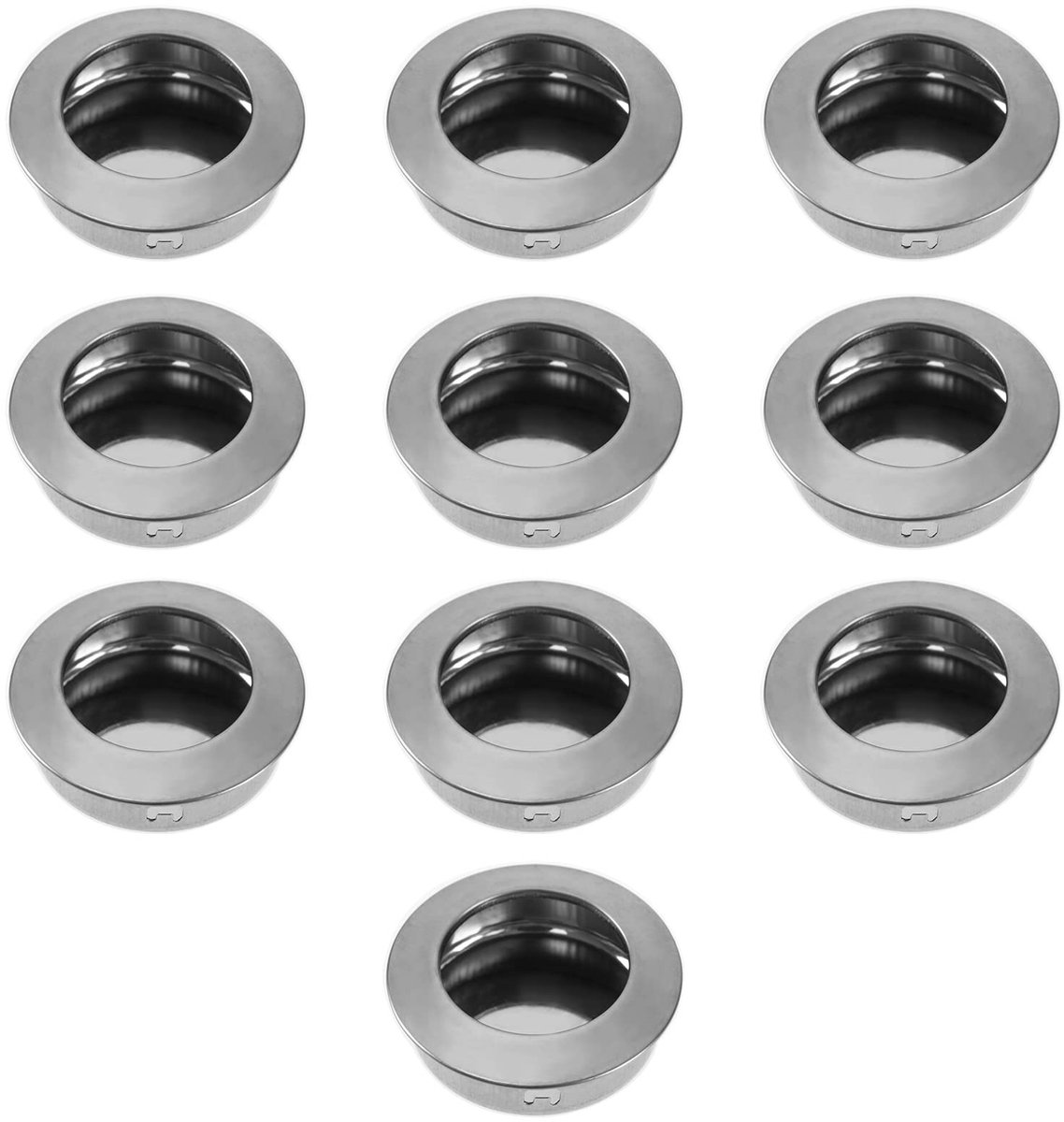 aladdien - Ronde Verzonken Trekhandgrepen - Versterk je Interieur - Zilver - Schuifdeur Handvatten - Ideaal voor Meubels - 10 Stuks