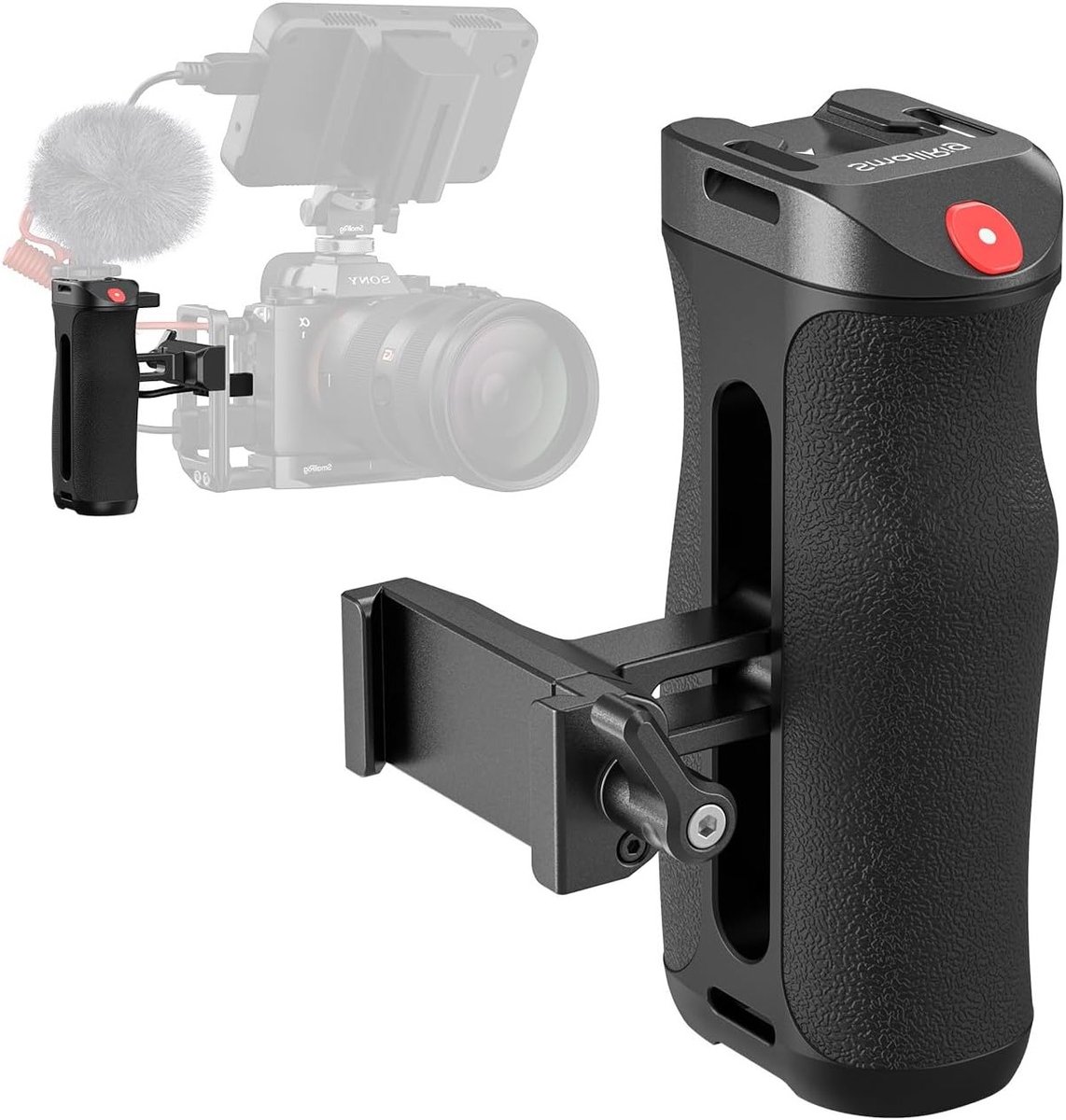 Zijhandgreep met Opname Trigger en 3 Controlekabels voor Arca-Swiss, Geschikt voor Sony A7 III, Canon R5 II, FUJIFILM X-H2S en Panasonic S5 II, Ideaal voor Videoproductie en Fotografie