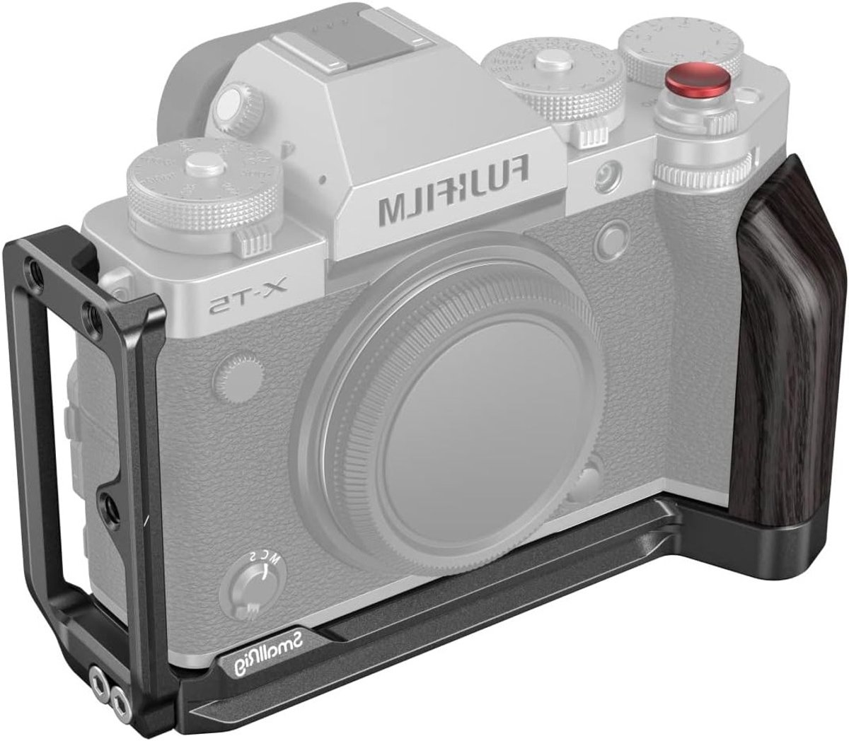 L Bracket voor FUJIFILM X-T5 met Zwarte Houten Handgreep en Snelle Ontgrendeling voor Arca Swiss - Ideaal voor Fotografie en Videografie