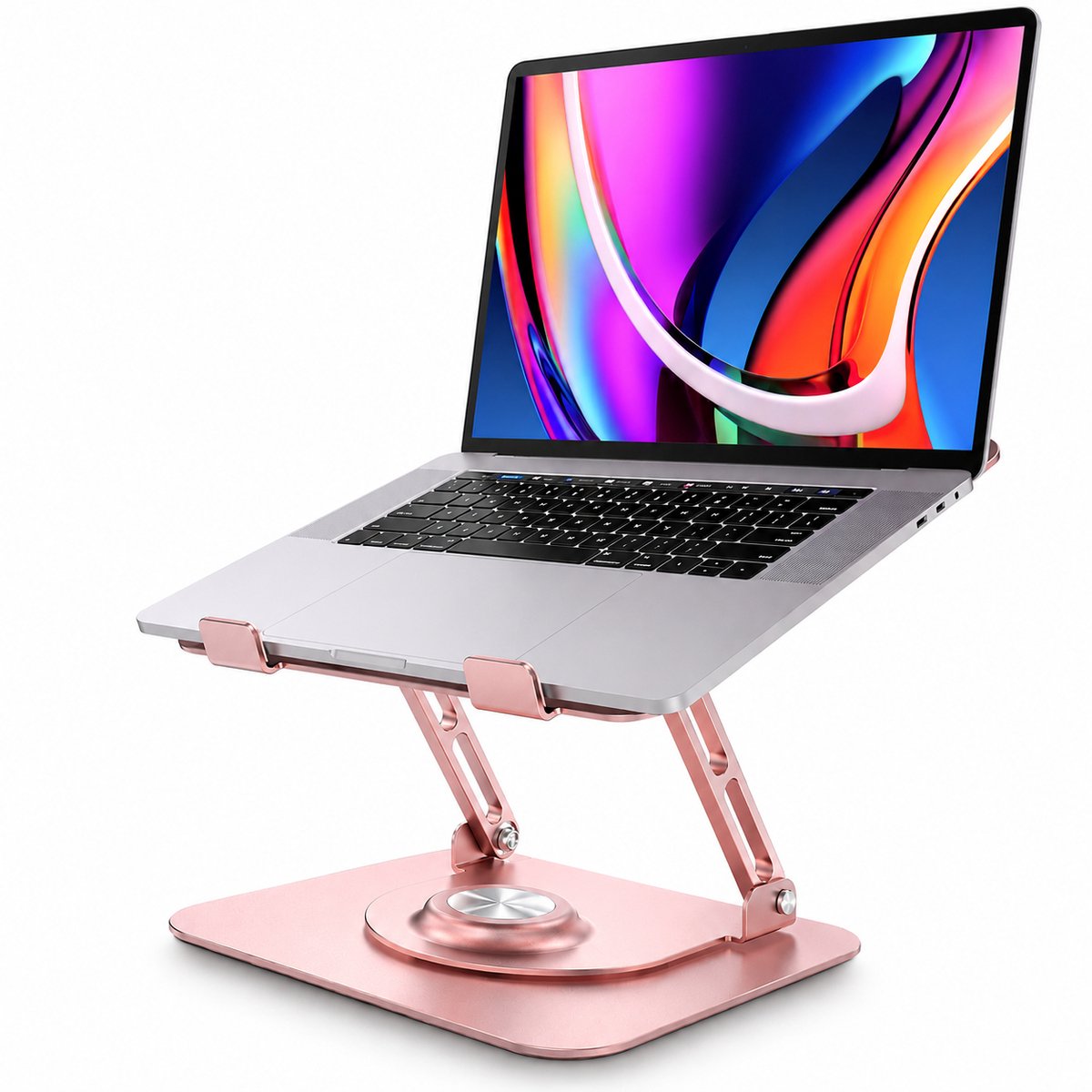 Sounix Laptop Standaard - Ergonomische Verstelbare Laptop Verhoger - 360° Draaibaar - Aluminium Laptophouder - Universeel voor 10 t/m 16 Inch - Roze